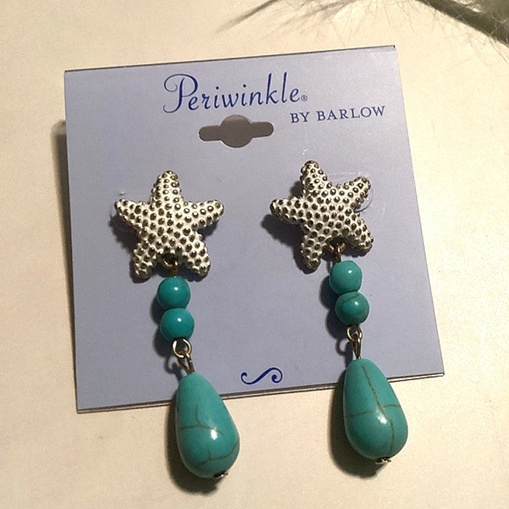 NEW PERIWINKLE BY BARLOW‎ STAR BEADS EARRINGS COASTAL BEACH VACATION NWT
